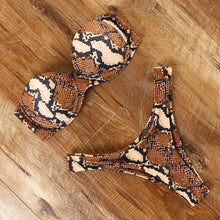 Load image into Gallery viewer, Animal Print Leopard Bikini Push Up Swimsuit Women Bikini Set Bathing Suit Bandeau Beach Wear Swimwear Women Casual Leopard Printed Triangle High Waist Two Piece Bikini Sets
