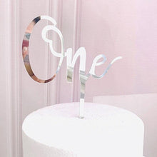 Load image into Gallery viewer, Acrylic One Cake Topper Top Cake One Cake Topper Birthday Cake Topper Double Sided For Anniversaries And Parties  Birthday Party Cupcake Toppers Flags Wedding Baby Shower Supplies Lovely Baking Dessert Decorations

