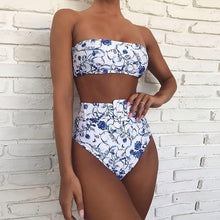 Load image into Gallery viewer, High Waist Bikini Black Swimwear Women Swimsuit High Leg Bikinis Set Women High Waist Bandeau Bikini Set Strapless 2 Piece Bathing Suit Swimsuits Tie Wrap Swimsuits Swimming for Bathing Suit Woman Swimsuits
