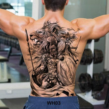 Load image into Gallery viewer, Extra Large Back Temporary Lion Tatoo Sticker Waterproof Black Luxury Big Modern  Design For Mens
