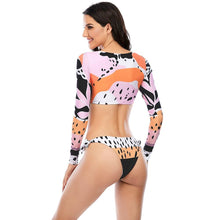 Load image into Gallery viewer, Surfing Swimsuit For Women Bikini Long Sleeve Swimwear Tiger Print Push Up Summer Bath Suit Two Piece Surfing Rash Guard Bikini Long Sleeve Swimsuit Set
