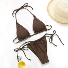 Load image into Gallery viewer, Bikini Swimsuit Solid Color Bikini Set  Swimwear Bathing Suit Women Bikinis String Beach Women Two Piece Bikini Swimsuit Bathing Suits Halter Triangle Tops String Bikini Sets
