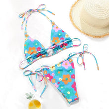 Load image into Gallery viewer, Bikini Swimsuit Solid Color Bikini Set  Swimwear Bathing Suit Women Bikinis String Beach Women Two Piece Bikini Swimsuit Bathing Suits Halter Triangle Tops String Bikini Sets

