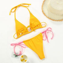 Load image into Gallery viewer, Bikini Swimsuit Solid Color Bikini Set  Swimwear Bathing Suit Women Bikinis String Beach Women Two Piece Bikini Swimsuit Bathing Suits Halter Triangle Tops String Bikini Sets

