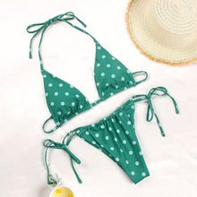 Load image into Gallery viewer, Bikini Swimsuit Solid Color Bikini Set  Swimwear Bathing Suit Women Bikinis String Beach Women Two Piece Bikini Swimsuit Bathing Suits Halter Triangle Tops String Bikini Sets
