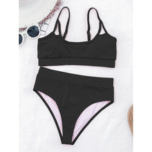 Load image into Gallery viewer, Female Push Up Swimsuit Modern Swimwear For Women Bikinis High Waist Bikini Set Solid Bikini 2 Piece Swimsuit Bathing Suits Women Bathing Suit High Waist Bikini Set Sport Wear Swimming Suit Bikini
