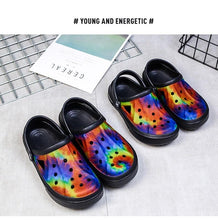 Load image into Gallery viewer, Mens Womens Sandals Hole Shoes Rubber Clogs Couple Garden Shoes Color Printing Air Cushion Beach Sandals Unisex Garden Clogs Lightweight Slip On Women Men Beach Sandals Water Shoes
