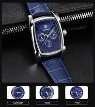 Load image into Gallery viewer, Square Luxury Mens Watch Analog Waterproof Quartz Sport Stylish Leather Strap Wrist Watch Business Design For Men
