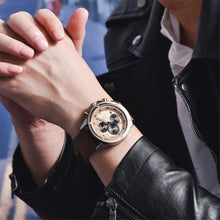 Load image into Gallery viewer, Multifunction Brown Luxury New Men's Watches Quartz Sport Chronograph Elegant Leather Bracelet Men Wrist Watch
