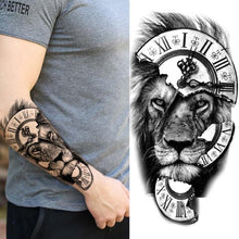 Load image into Gallery viewer, Luxury Black Forest Tiger Wolf Tattoo Sticker Temporary Tattoo Animals Colorful Big Tattoo Stickers For Mens Womens
