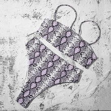 Load image into Gallery viewer, Bikinis Solid Push Up Bikini Padded Bra Straps High Waist Swimsuit Female Swimwear Women's Bathing Suit Lace up Bikini Ribbed Two Piece Swimsuit
