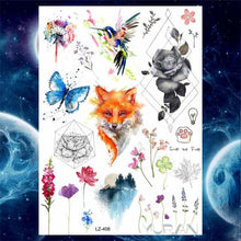 Load image into Gallery viewer, Luxury Colorful Flower Lavender Waterproof Temporary Tattoos Animals Arm Chest Tattoo Stickers Elegant Summer Style For Womens Mens
