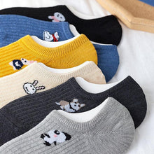 Load image into Gallery viewer, 5 Pairs Kawaii Cute Animal Print Socks Set Invisible Happy Fashion Ankle Funny Socks Set Girl Cotton Summer Silicone Non-slip Boat Socks Ankle Socks For Men And Women
