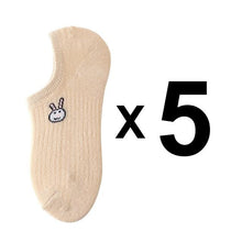Load image into Gallery viewer, 5 Pairs Kawaii Cute Animal Print Socks Set Invisible Happy Fashion Ankle Funny Socks Set Girl Cotton Summer Silicone Non-slip Boat Socks Ankle Socks For Men And Women
