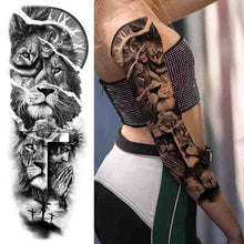 Load image into Gallery viewer, Realistic Full Arm Temporary Tattoos Sleeve Fake Tatoos Warrior Lion Tiger Flower Waterproof Tattoo Stickers For Womens Mens
