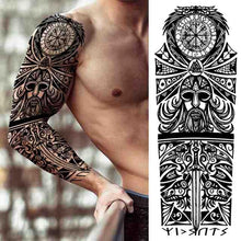 Load image into Gallery viewer, Realistic Full Arm Temporary Tattoos Sleeve Fake Tatoos Warrior Lion Tiger Flower Waterproof Tattoo Stickers For Womens Mens
