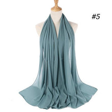 Load image into Gallery viewer, New Long Solid Colorful Soft Chiffon Hijab Elegant Scarf Wrap Lightweight Islamic Head Wear Escharpe Shawls Headband Stole Muslim Hijabs Wrap Headscarf Scarves Colors For Women
