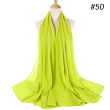 Load image into Gallery viewer, New Long Solid Colorful Soft Chiffon Hijab Elegant Scarf Wrap Lightweight Islamic Head Wear Escharpe Shawls Headband Stole Muslim Hijabs Wrap Headscarf Scarves Colors For Women
