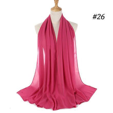 Load image into Gallery viewer, New Long Solid Colorful Soft Chiffon Hijab Elegant Scarf Wrap Lightweight Islamic Head Wear Escharpe Shawls Headband Stole Muslim Hijabs Wrap Headscarf Scarves Colors For Women
