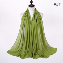 Load image into Gallery viewer, New Long Solid Colorful Soft Chiffon Hijab Elegant Scarf Wrap Lightweight Islamic Head Wear Escharpe Shawls Headband Stole Muslim Hijabs Wrap Headscarf Scarves Colors For Women

