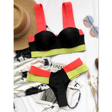 Load image into Gallery viewer, Luxury Women Black Bikini High Waist Swimwear Female 2 Pieces Set Swimsuit Bathing Suit Women Beach Women's High Waisted Bandage Bikini Set Two Piece Push Up Swimsuits
