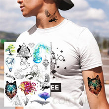 Load image into Gallery viewer, Realistic Black Temporary Small Big Tattoos Space Planets Animals Tatoos Waterproof  Face Hands Tattoos For Girls Mens

