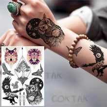 Load image into Gallery viewer, Realistic Black Temporary Small Big Tattoos Space Planets Animals Tatoos Waterproof  Face Hands Tattoos For Girls Mens
