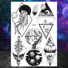 Load image into Gallery viewer, Realistic Black Temporary Small Big Tattoos Space Planets Animals Tatoos Waterproof  Face Hands Tattoos For Girls Mens
