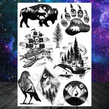 Load image into Gallery viewer, Realistic Black Temporary Small Big Tattoos Space Planets Animals Tatoos Waterproof  Face Hands Tattoos For Girls Mens
