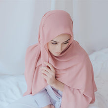Load image into Gallery viewer, Winter Fashion Long Solid Color Soft Muslim Bubble Chiffon Hijab Scarf Shawls Hijab Elegant Scarf Wrap Lightweight Islamic Head Wear Escharpe Shawls Headband Wraps Lightweight Head Scarves Ladies Hijabs For  Women
