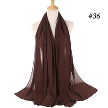 Load image into Gallery viewer, Winter Fashion Long Solid Color Soft Muslim Bubble Chiffon Hijab Scarf Shawls Hijab Elegant Scarf Wrap Lightweight Islamic Head Wear Escharpe Shawls Headband Wraps Lightweight Head Scarves Ladies Hijabs For  Women
