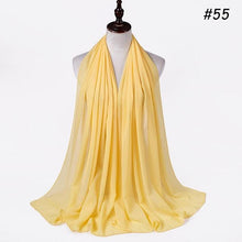 Load image into Gallery viewer, Winter Fashion Long Solid Color Soft Muslim Bubble Chiffon Hijab Scarf Shawls Hijab Elegant Scarf Wrap Lightweight Islamic Head Wear Escharpe Shawls Headband Wraps Lightweight Head Scarves Ladies Hijabs For  Women
