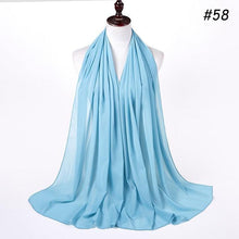 Load image into Gallery viewer, Winter Fashion Long Solid Color Soft Muslim Bubble Chiffon Hijab Scarf Shawls Hijab Elegant Scarf Wrap Lightweight Islamic Head Wear Escharpe Shawls Headband Wraps Lightweight Head Scarves Ladies Hijabs For  Women
