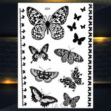 Load image into Gallery viewer, 53 Sheets Black Lace Temporary Tattoos Sticker Butterfly Flower Fake Tatoo Sticker Sexy  Black Henna Temporary Tattoos For Women
