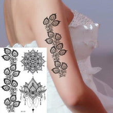 Load image into Gallery viewer, 53 Sheets Black Lace Temporary Tattoos Sticker Butterfly Flower Fake Tatoo Sticker Sexy  Black Henna Temporary Tattoos For Women
