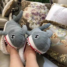 Load image into Gallery viewer, Shark Funny Shoes Girls  Indoor Slippers Home Shoes Fashion Plush Warm Slippers Women Winter Cute Shark Cozy Women Slippers With Funny Face Memory Foam Non-Slip Rubber Sole Soft Slip On Home Shoes
