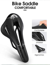 Load image into Gallery viewer, Leather Bike Saddle Road Bike Front Seat Cycling Saddles For Mens Breathable Hollow Cushion Bicycle Saddle Comfort Bike Saddle Ergonomic Waterproof Bicycle Seat For Road Bike Mountain Bike Seats
