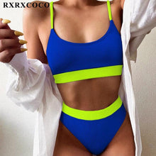 Load image into Gallery viewer, Swimwear Women Ribbed Bathing Suit Female Push Up Bikini Set Women's Bathing Suit Lace up Bikini Ribbed Two Piece Swimsuit Beachwear High Waist Bikini Women's Swimsuit
