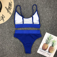 Load image into Gallery viewer, Swimwear Women Ribbed Bathing Suit Female Push Up Bikini Set Women's Bathing Suit Lace up Bikini Ribbed Two Piece Swimsuit Beachwear High Waist Bikini Women's Swimsuit
