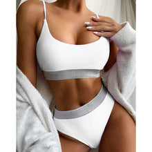 Load image into Gallery viewer, Swimwear Women Ribbed Bathing Suit Female Push Up Bikini Set Women's Bathing Suit Lace up Bikini Ribbed Two Piece Swimsuit Beachwear High Waist Bikini Women's Swimsuit
