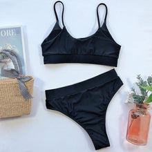 Load image into Gallery viewer, Swimwear Women Ribbed Bathing Suit Female Push Up Bikini Set Women's Bathing Suit Lace up Bikini Ribbed Two Piece Swimsuit Beachwear High Waist Bikini Women's Swimsuit
