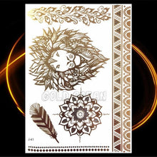 Load image into Gallery viewer, 1PC Gold Chain Bracelet Tattoo Sticker Summer Style Fake Jewelry Temporary Tattoo Waterproof Gold Sliver Glitter Body Face Tattoo For Womens
