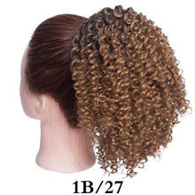 Load image into Gallery viewer, Drawstring Puff Ponytail Afro Kinky Curly Hair Extension Synthetic Clip in Pony Tail African American Hair Extension Short Kinky Curly Pineapple Pony Tail Clip in on Wrap Up-do Hair Extensions for African American Women
