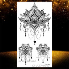Load image into Gallery viewer, Temporary Lotus Flower Sticker Tattoo Fake Black Elegant Flower Design Women Body Art Fake Arm Tattoo Stickers For Womens
