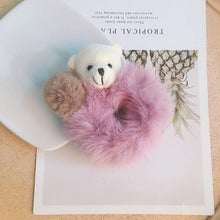Load image into Gallery viewer, New Mink Fur Hair Rope Scrunchie Women Accessory Flurry Headband Hair Ties Elastic Fashion Hair Ring Women's Wristband Scrunchie Hairband Pom Pom Hair Tie Ring
