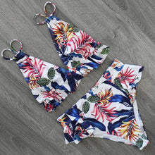 Load image into Gallery viewer, Women Summer High Waist Ruffle Bikini Set Swimwear Women Lady Floral Female Push Up Swimsuit Summer Beach Wear Bikini Pure Color Bikini Charming Ruffled Bra And Bottom Swimsuits
