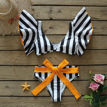 Load image into Gallery viewer, Two-Pieces Women Floral Push-Up Padded Bra Ruffles Bikini Set Swimsuit Swimwear Bathing Suit Beachwear Floral Printed Swimsuit Knotted String Triangle Bikini Tie Side High Cut Cheeky Bikini Set
