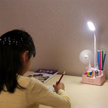 Load image into Gallery viewer, Rechargeable Led Table Lamp With Fan Touch Dimmable Desk Lamp Eye protection Reading Light For Kid With Phone Hoder Pen Holder Decorative Table Lamp Cute Study Lamps for Bedroom Décor
