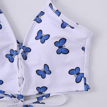 Load image into Gallery viewer, Modern Blue High Waist Bikini Push Up Swimwear Women Dragon Printed Bikini Set Retro Swimsuit Women's High Waist Bikini Swimsuits Twist Push Up Two Piece Bathing Suits Tummy Control Swimwear
