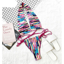 Load image into Gallery viewer, Halter Hollow Cross Bikinis Set Swimsuit Women's New Solid Two-Piece Swimwear Two Piece Swimsuit Halter Crisscross Cut Out Bikini Wrap Top with High Waist  Bottom Beach Swimwear Summer Beachwear Woman Bath Bathing Suit
